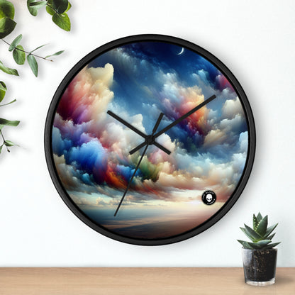 "Rainbow Cloudscape: A Surreal Watercolor Dream" - The Alien Wall Clock