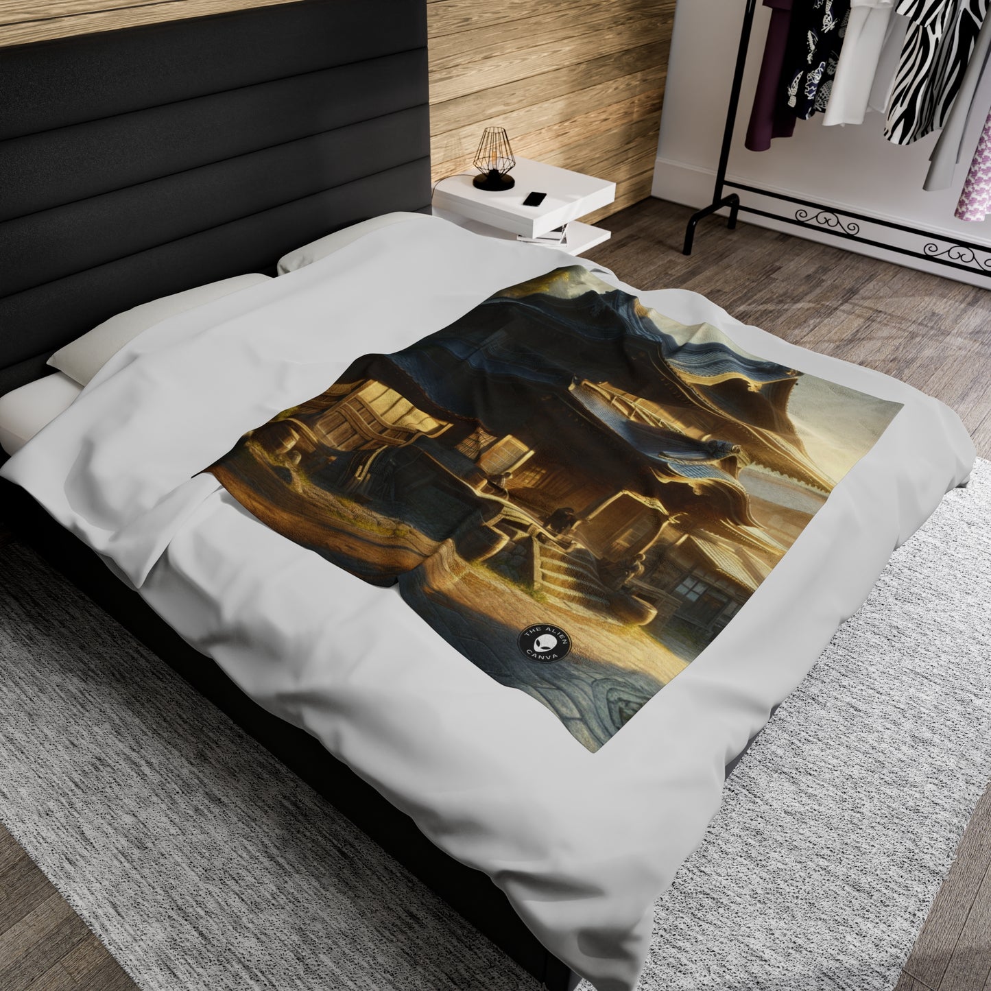 "Golden Hour Bliss: Photographic Realism Landscape" - The Alien Velveteen Plush Blanket Photographic Realism