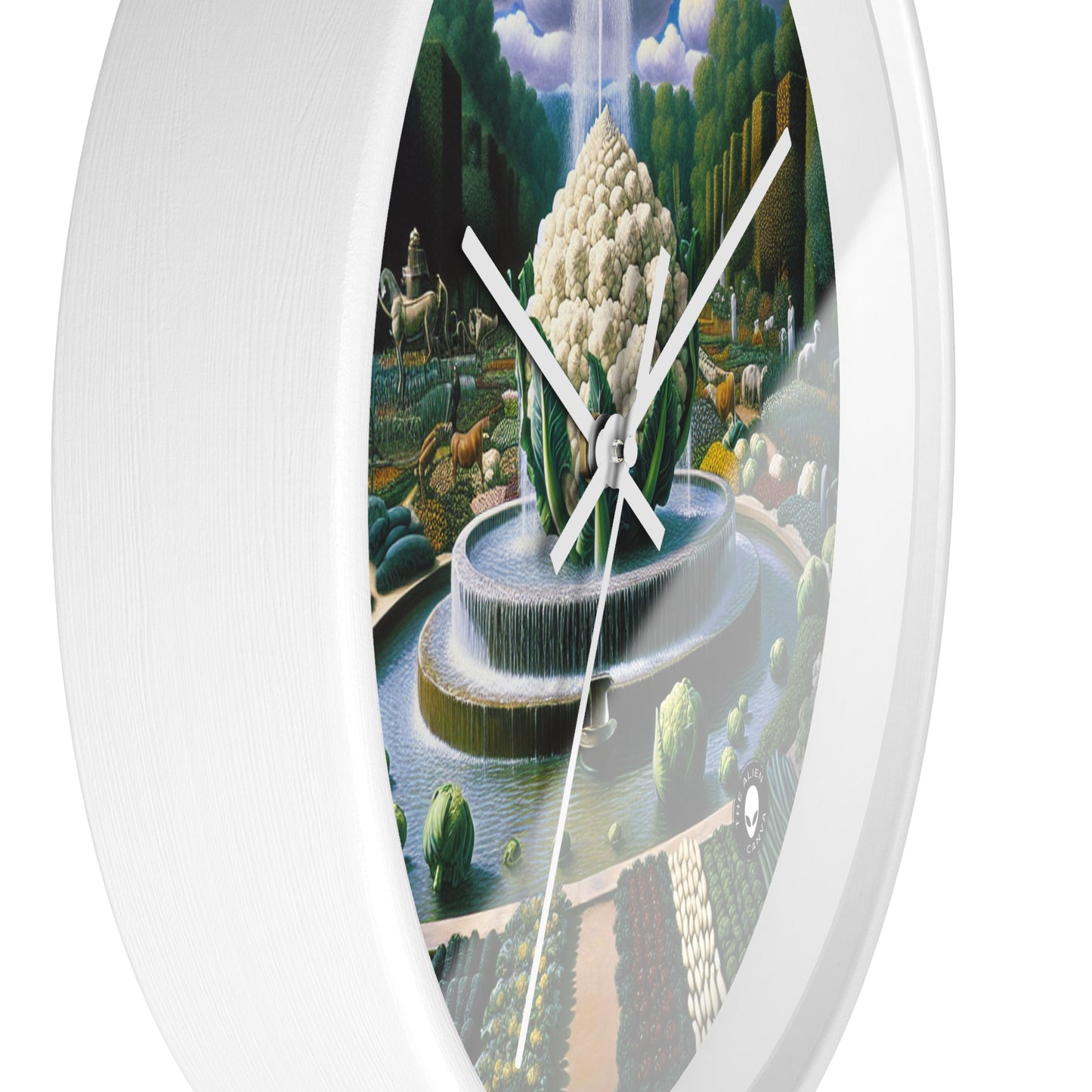 "The Vegetable Fountain: A Cauliflower Conglomerate" - The Alien Wall Clock Surrealism