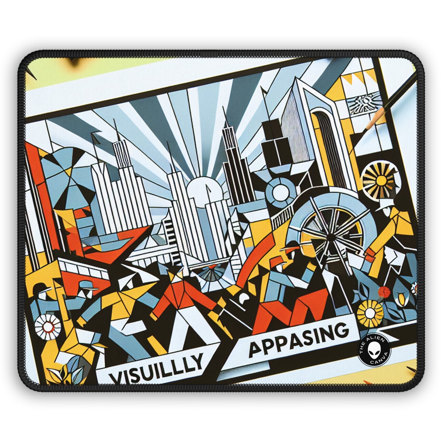 "Ciudad constructiva: una vibrante celebración del progreso urbano" - The Alien Gaming Mouse Pad Constructivismo