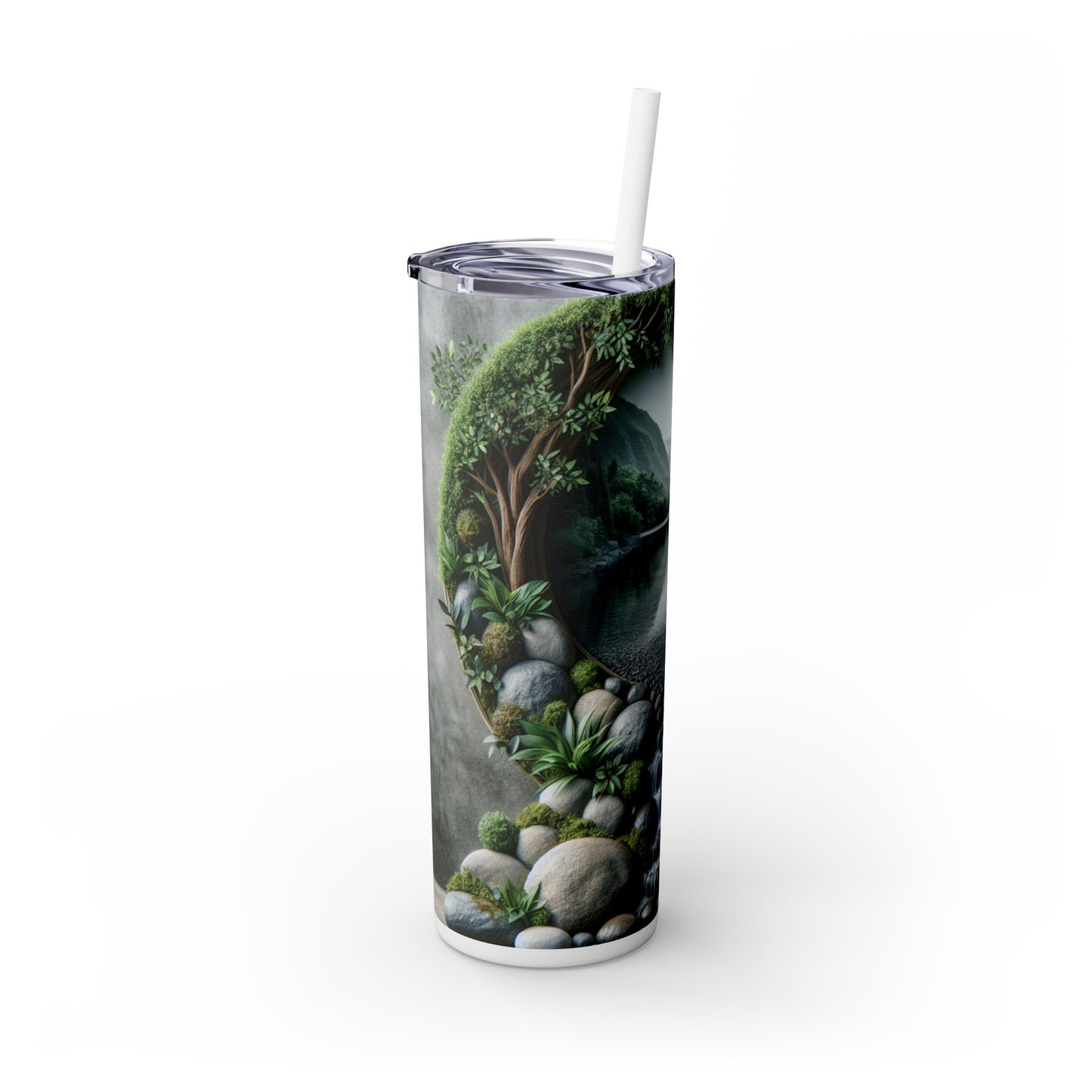 "Eco-Unity: A Multi-Sensory Sculptural Journey" - The Alien Maars® Skinny Tumbler with Straw 20oz Environmental Sculpture