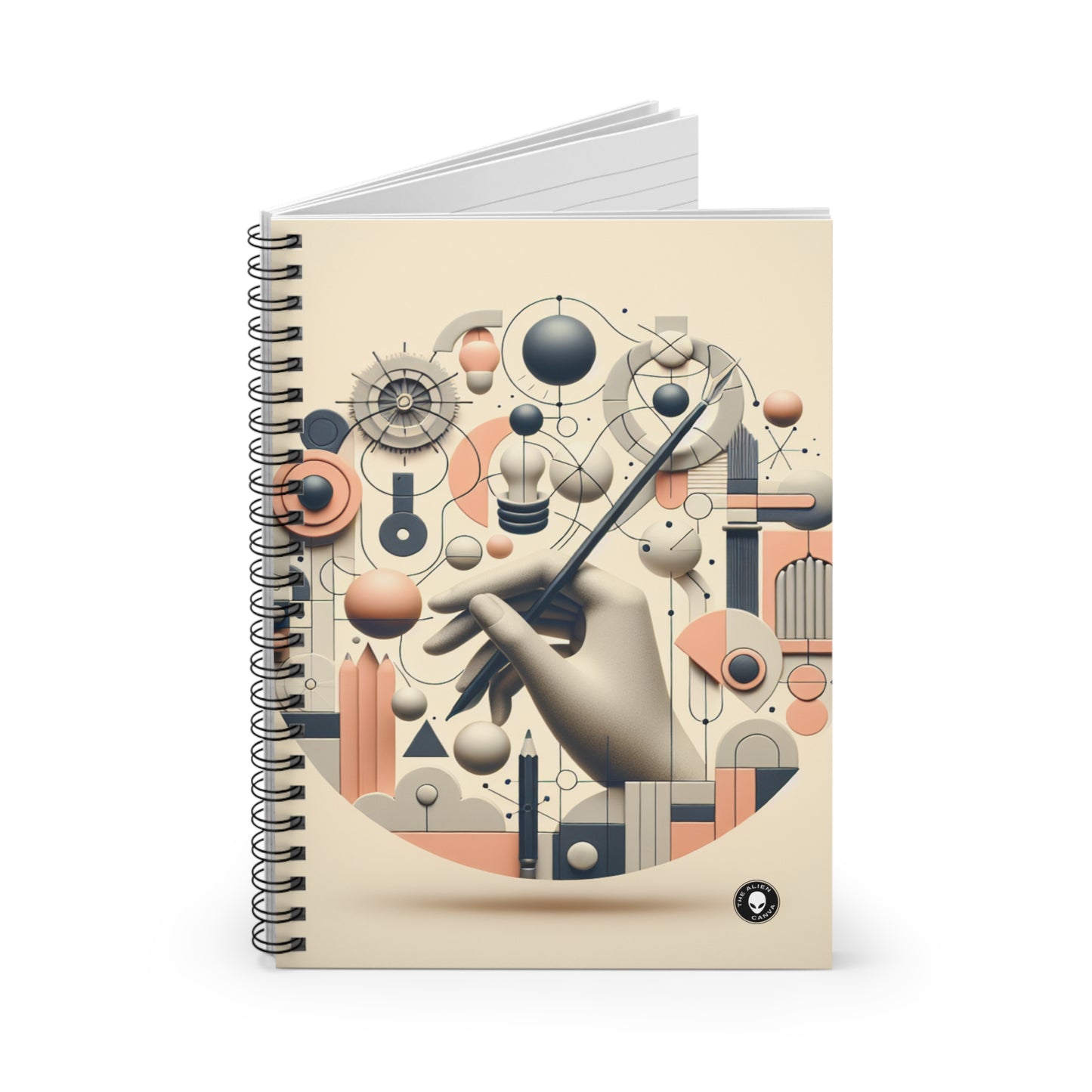 "Fusión tecnología-naturaleza: una exploración artística" - El cuaderno de espiral alienígena (línea reglada) Arte conceptual