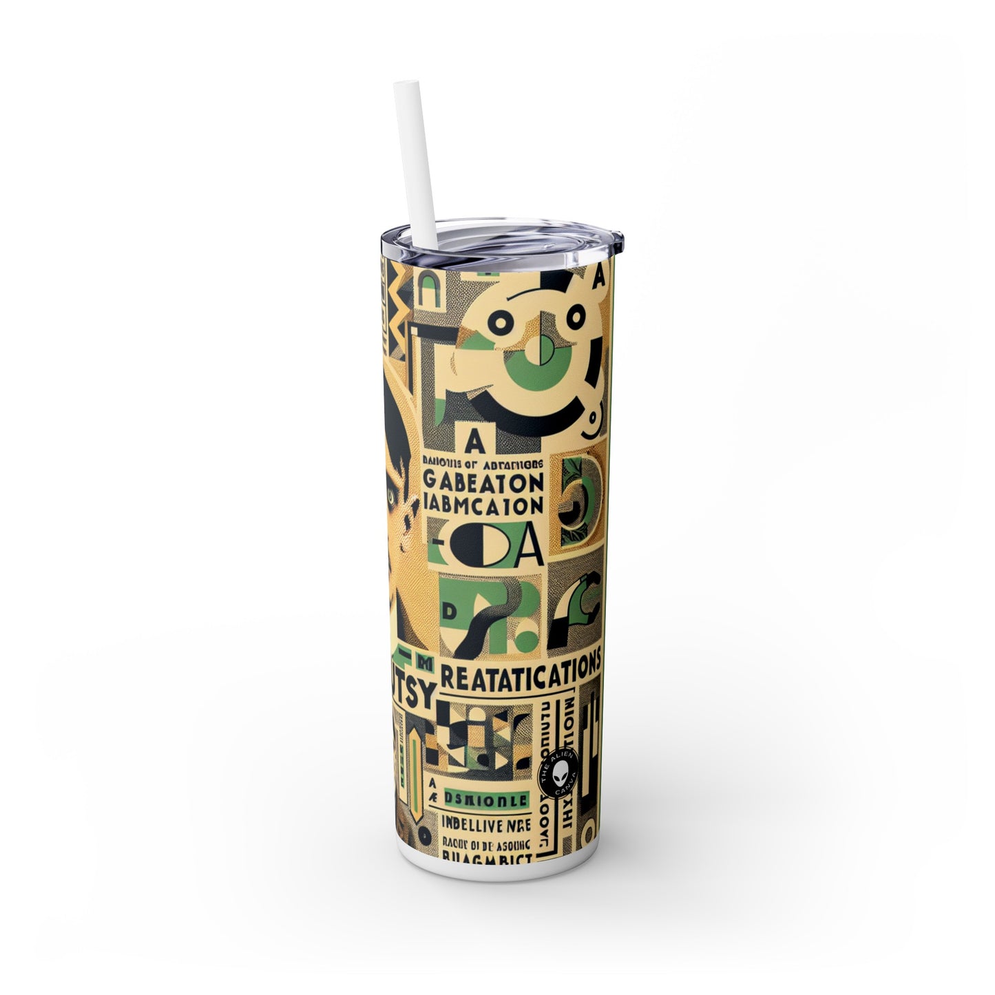 "Cacophony of Mundane Madness: A Dadaist Collage" - The Alien Maars® Skinny Tumbler with Straw 20oz Dadaism