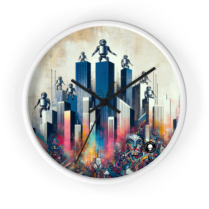 "Robotic Cityscape: A Futuristic Mural" - The Alien Wall Clock Street Art / Graffiti