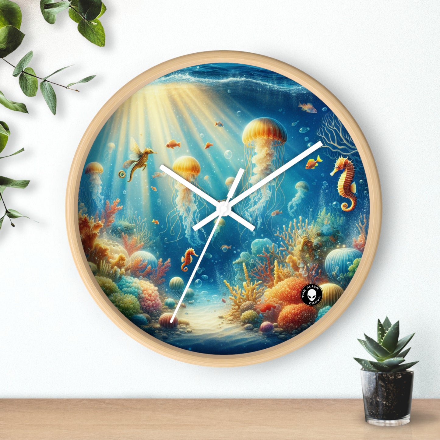 "Sunlit Serenity: A Magical Underwater Realm" - The Alien Wall Clock