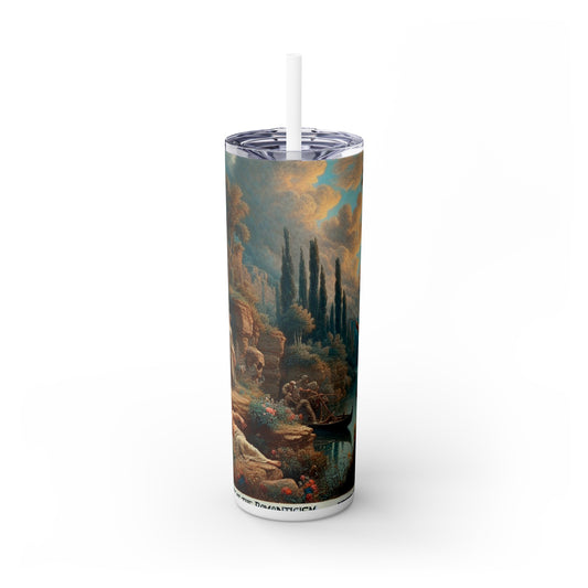 "Sunset Serenade: A Romantic Landscape" - The Alien Maars® Skinny Tumbler with Straw 20oz Romanticism
