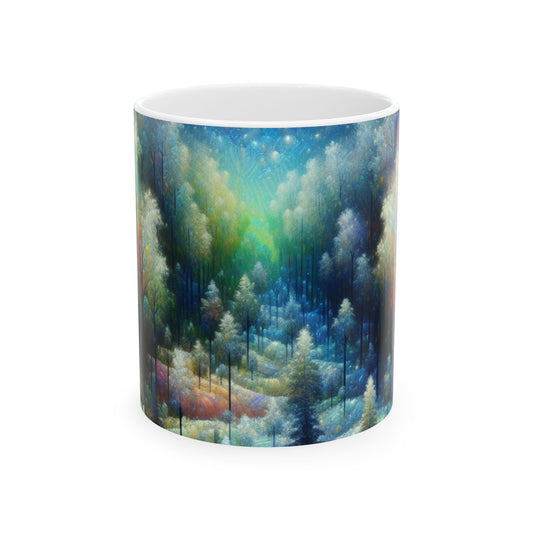 "Encantamiento iluminado por la luna: un bosque vibrante" - Taza de cerámica The Alien de 11 oz