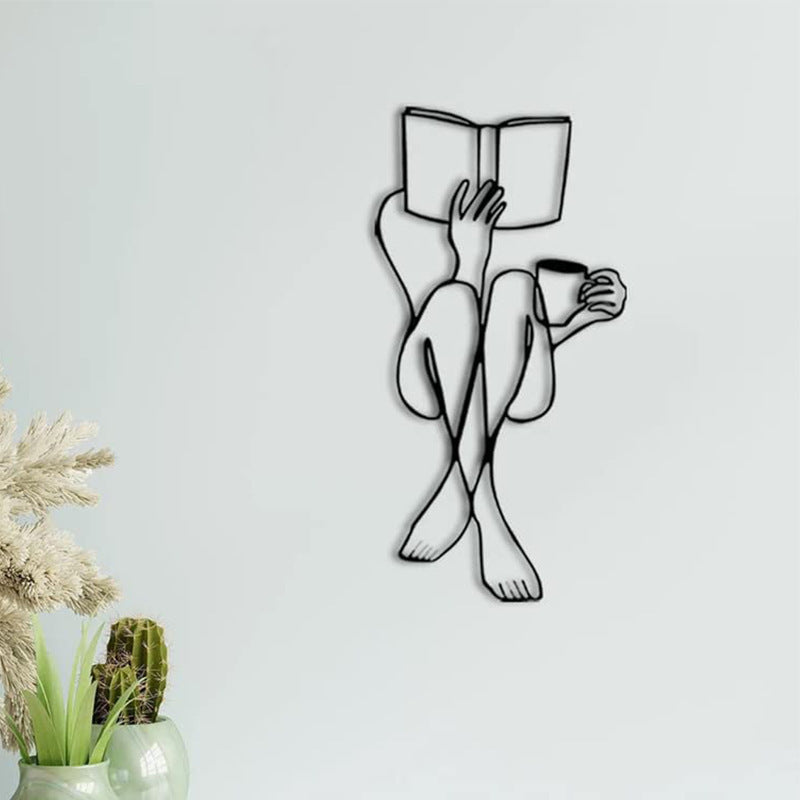 Wall Decoration Black Simple Reading Iron Art Painting