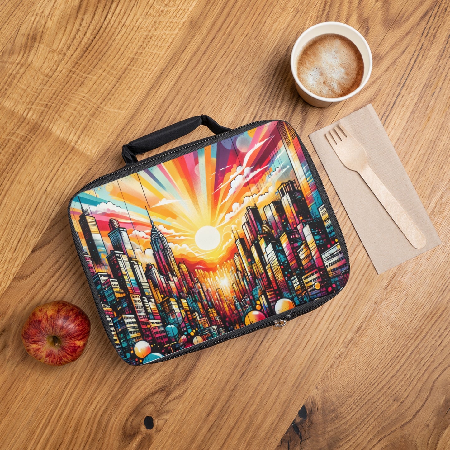 "Cityscape Sunrise" - Le sac à lunch Alien Street Art / Style Graffiti