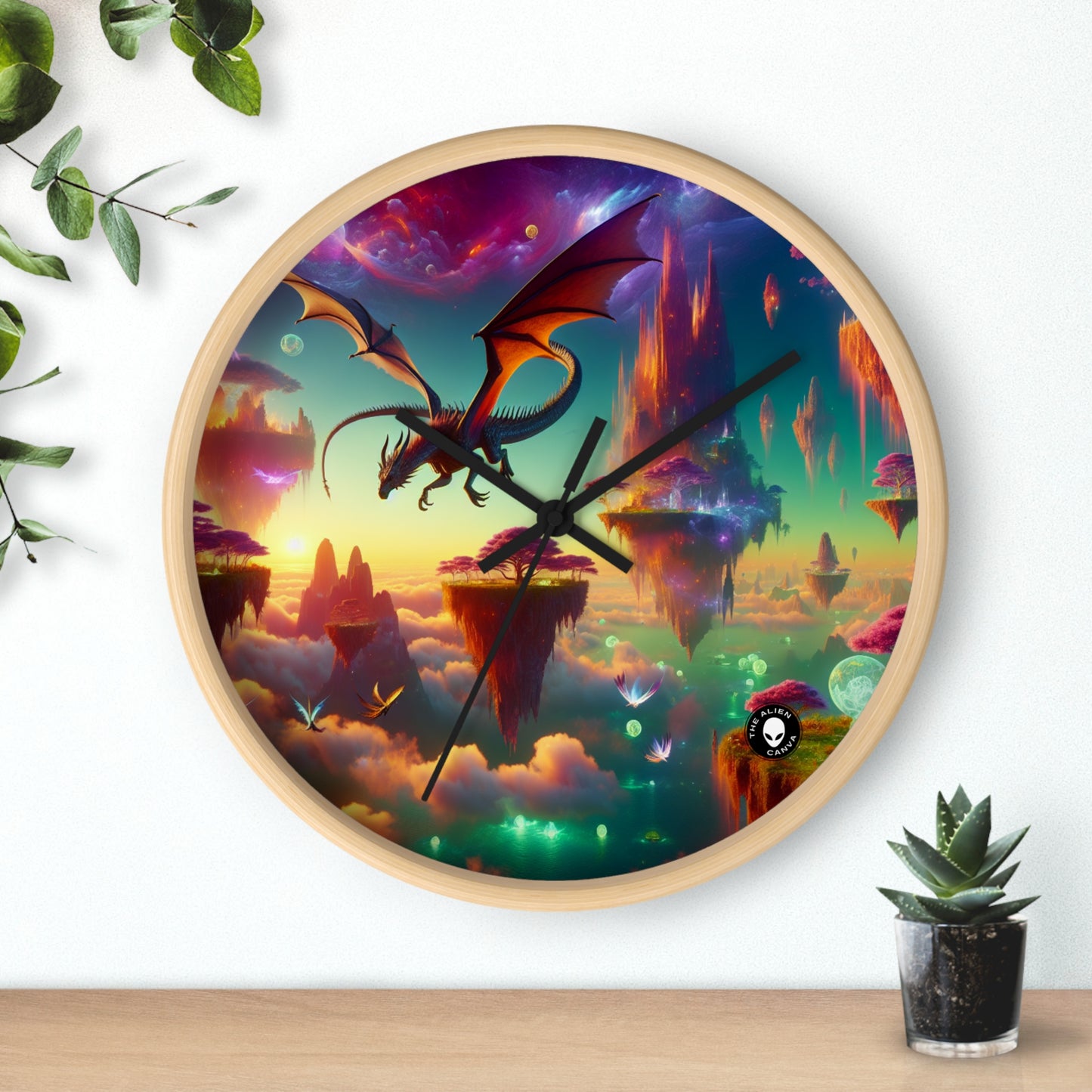 « Le vol du dragon dans le royaume fantastique » – L'horloge murale extraterrestre