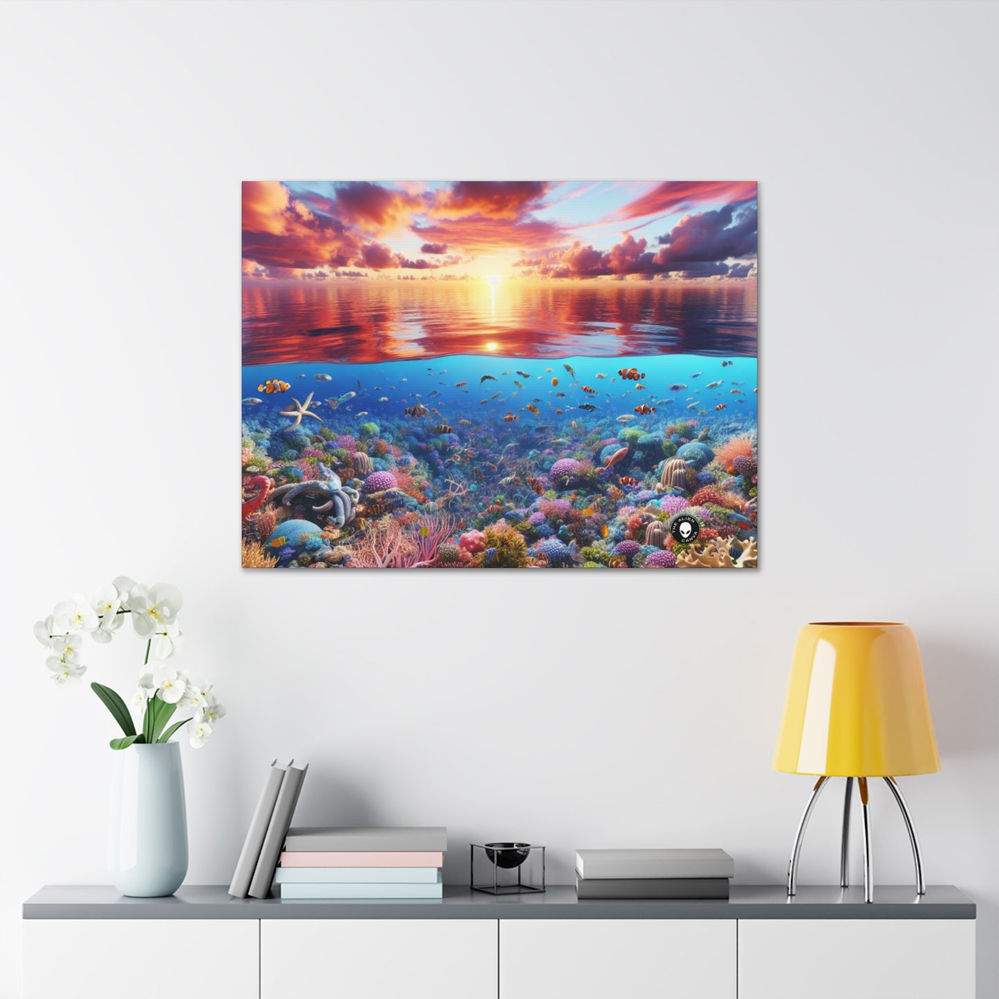 "Sunset Splendor : Récif de corail sous-marin" - The Alien Canva