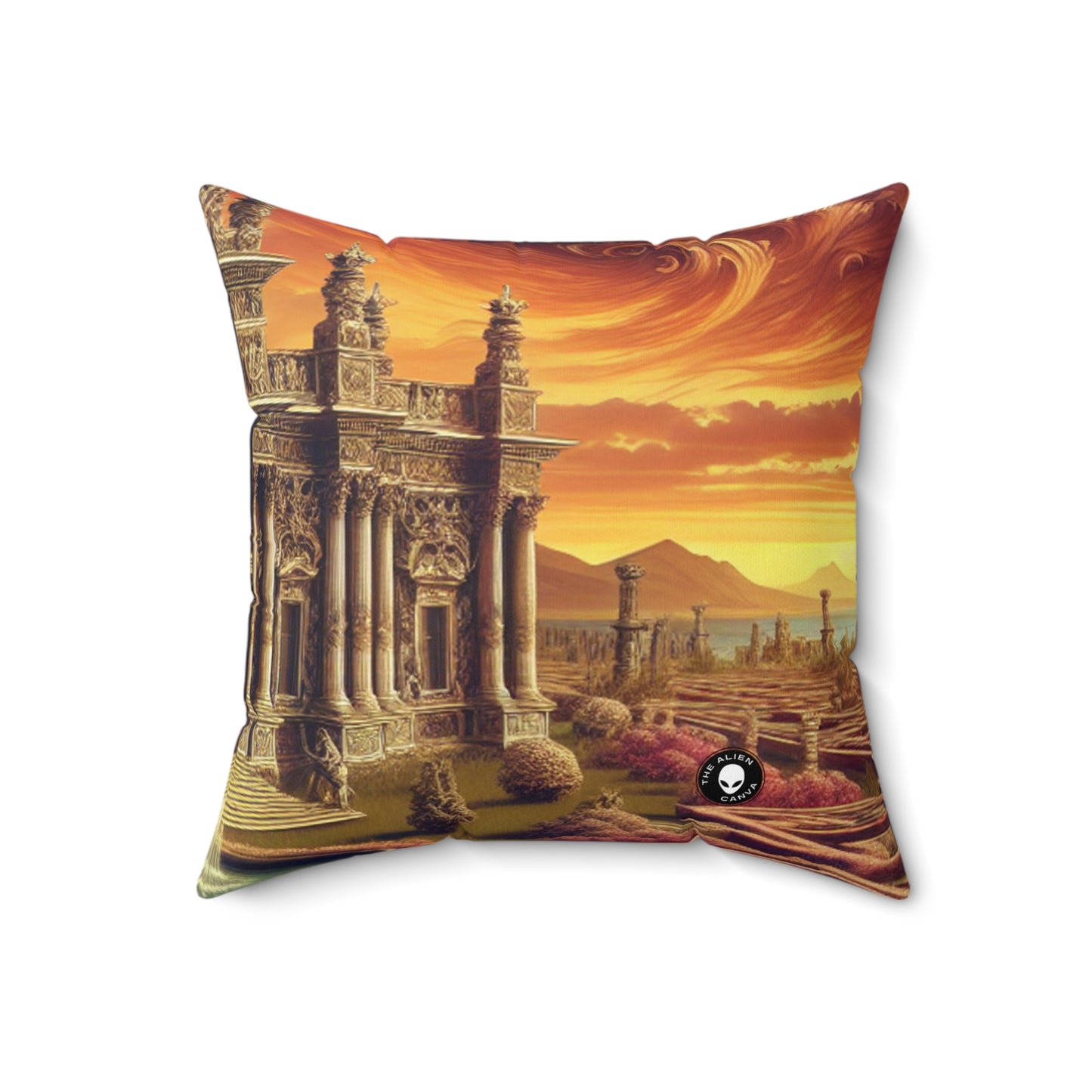 "Whimsy and Mystery: The Enchanted Masquerade in Baroque Splendor"- The Alien Spun Polyester Square Pillow Baroque