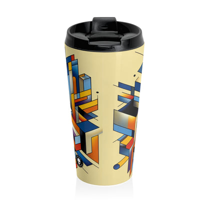 "Metropolis Pulse" - The Alien Stainless Steel Travel Mug Cubo-Futurism