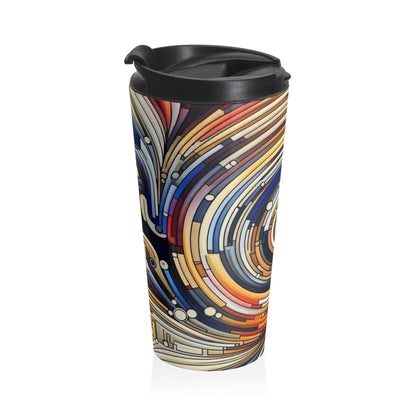 "Fluid Motion: A Kinetic Art Tribute to Oceanic Harmony" - The Alien Stainless Steel Travel Mug Kinetic Art