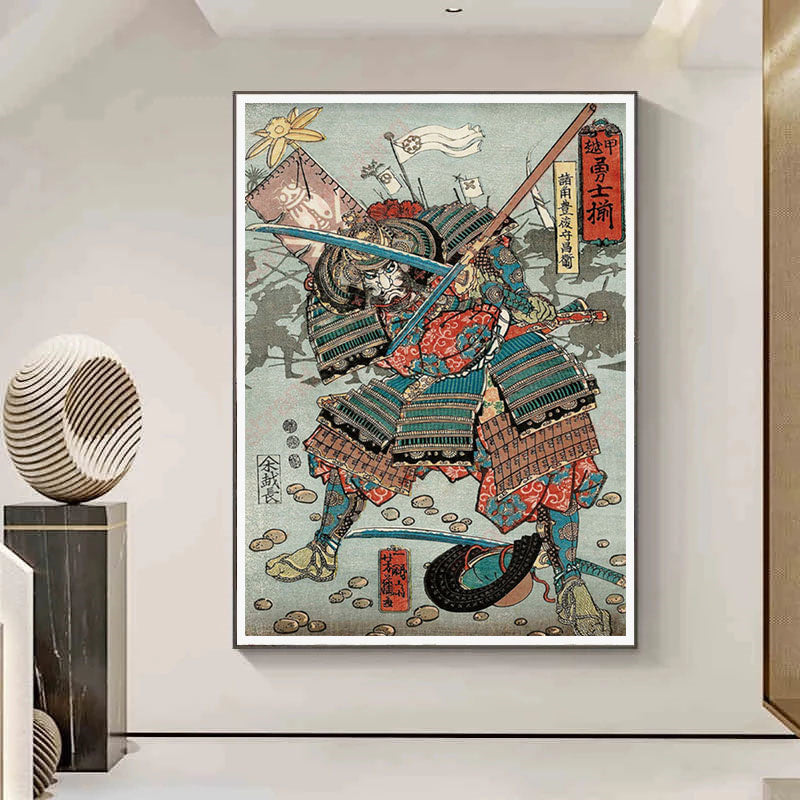 Affiche d'épée d'armure de samouraï pour la maison, toile imprimée, peinture murale d'art