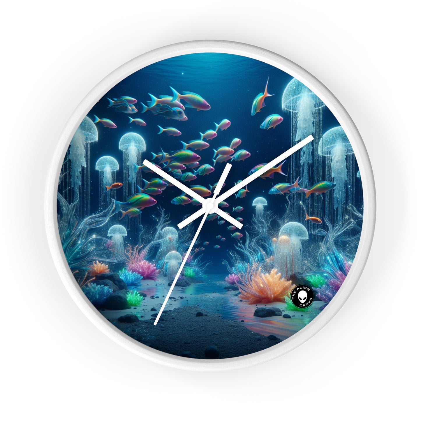 "Neon Dreams: The Underwater Wonderland" - The Alien Wall Clock