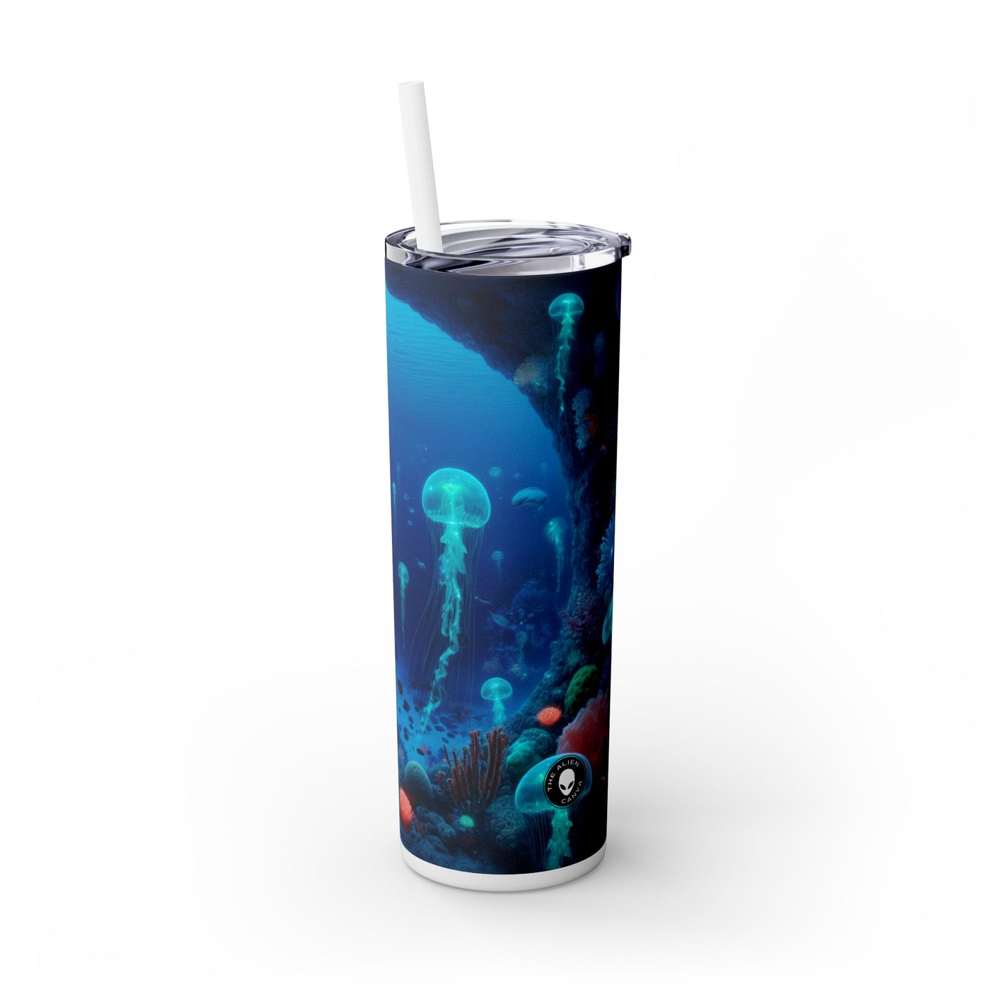 "Siren's Serenity: A Jellyfish Ballet" - The Alien Maars® Skinny Tumbler with Straw 20oz