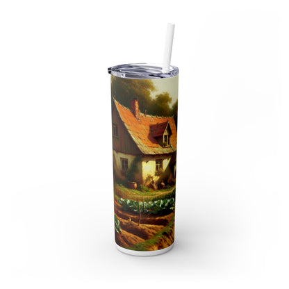 "Bustling Market: A Colorful Post-Impressionist Scene" - The Alien Maars® Skinny Tumbler with Straw 20oz Post-Impressionism