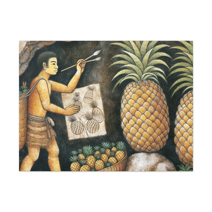 "Récolte d'ananas" - Le style de peinture rupestre Alien Canva