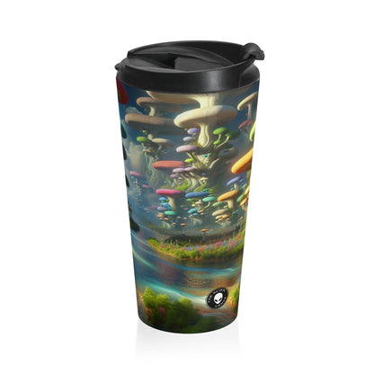 "Mystical Mushroom Wonderland": taza de viaje de acero inoxidable de The Alien