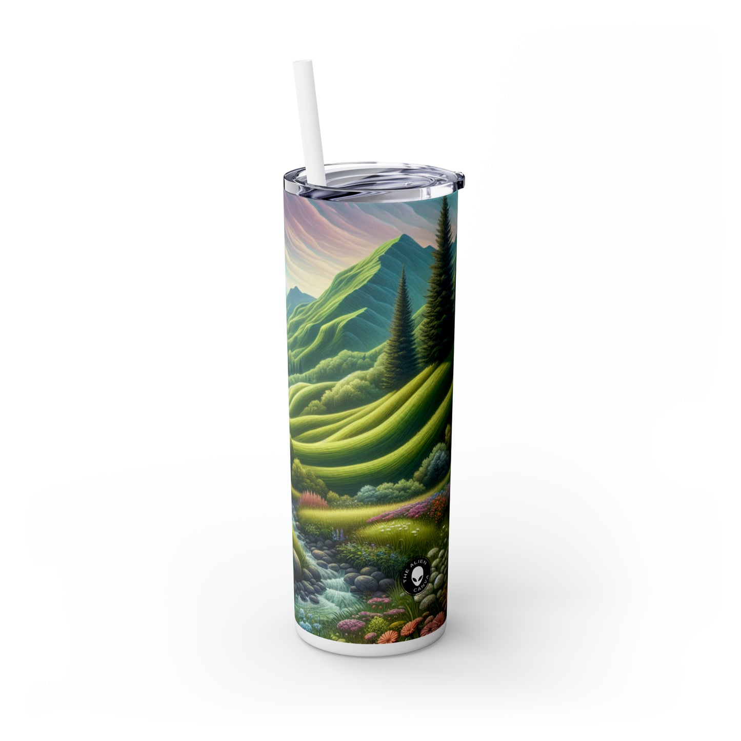 « Saisons en sérénité : un voyage artistique environnemental » - The Alien Maars® Skinny Tumbler with Straw 20oz Environmental Art