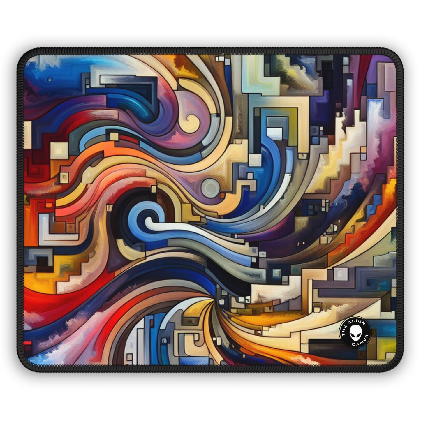 "Serene Blue: Abstract Art with Geometric Shapes" - The Alien Gaming Mouse Pad Abstract Art