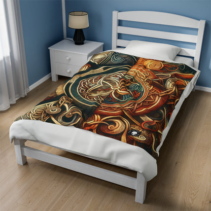 "Metamorphic Threads: Exploring Transformation through Celtic Knot Art" - The Alien Velveteen Plush Blanket Celtic Art