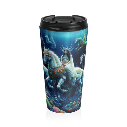 "Enchanted Underwater Realm: Mermaids and Seahorses" - The Alien Stainless Steel Travel Mug