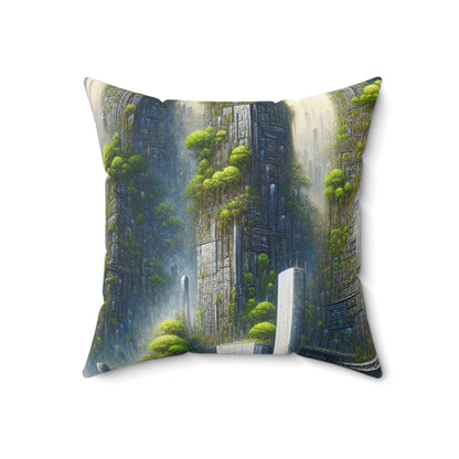 "Biodome Cityscape"- The Alien Spun Polyester Square Pillow