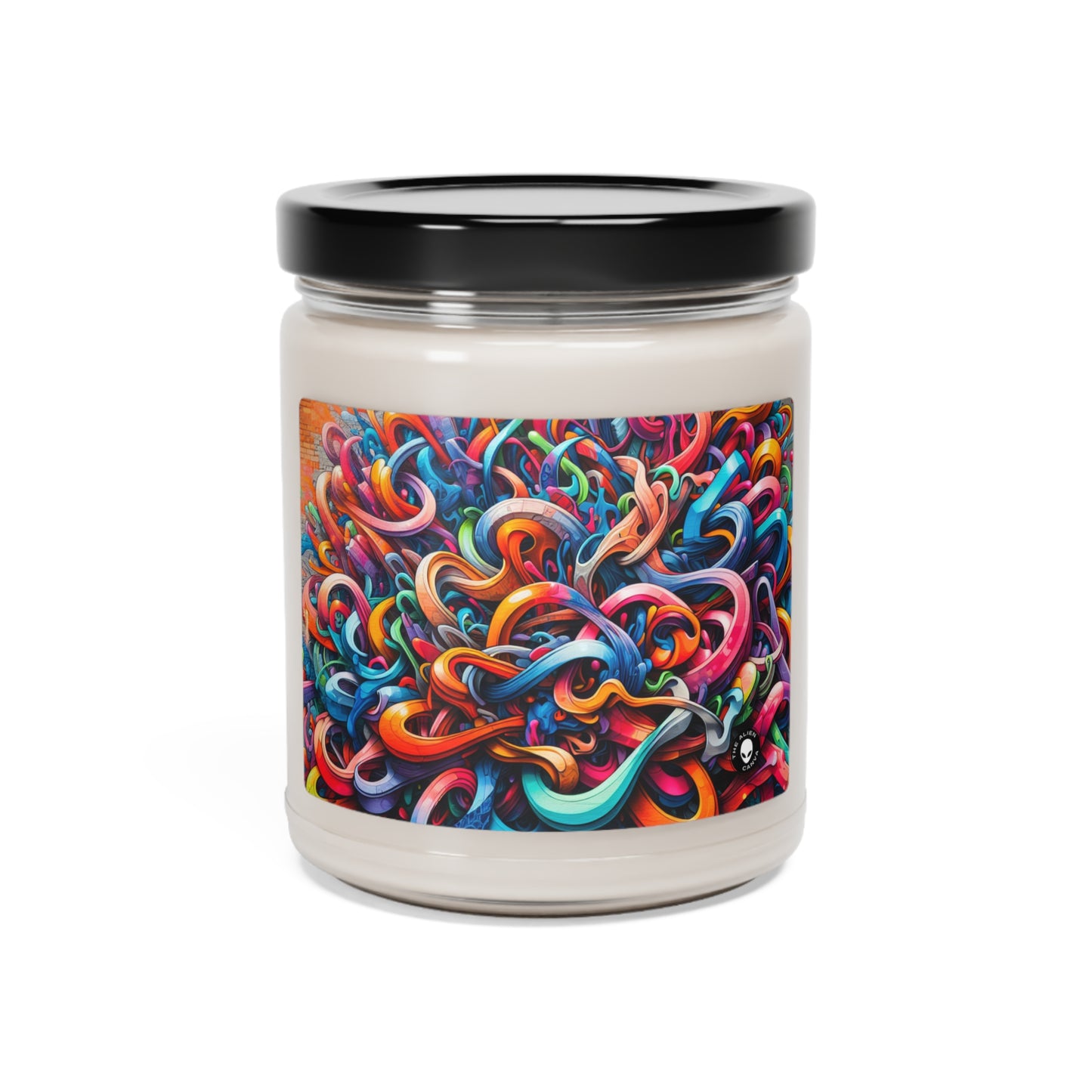 "Urban Vibe: A Graffiti Cityscape" - La bougie de soja parfumée Alien 9oz Graffiti Art