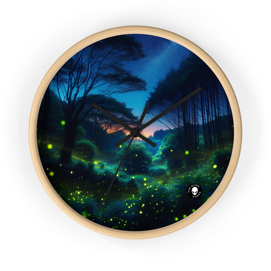 « Nuit enchantée : Lucioles dans la forêt » – L'horloge murale extraterrestre