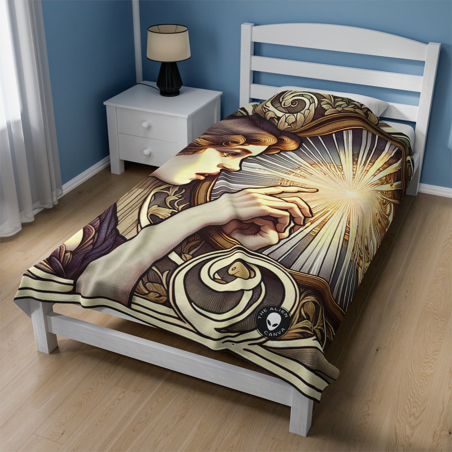 "Reflection of Beauty" - The Alien Velveteen Plush Blanket Art Nouveau