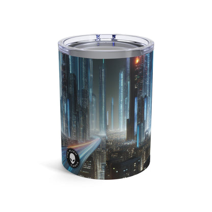 "Paisajes nocturnos de neón: una aventura urbana futurista" - Vaso Alien de 10 oz