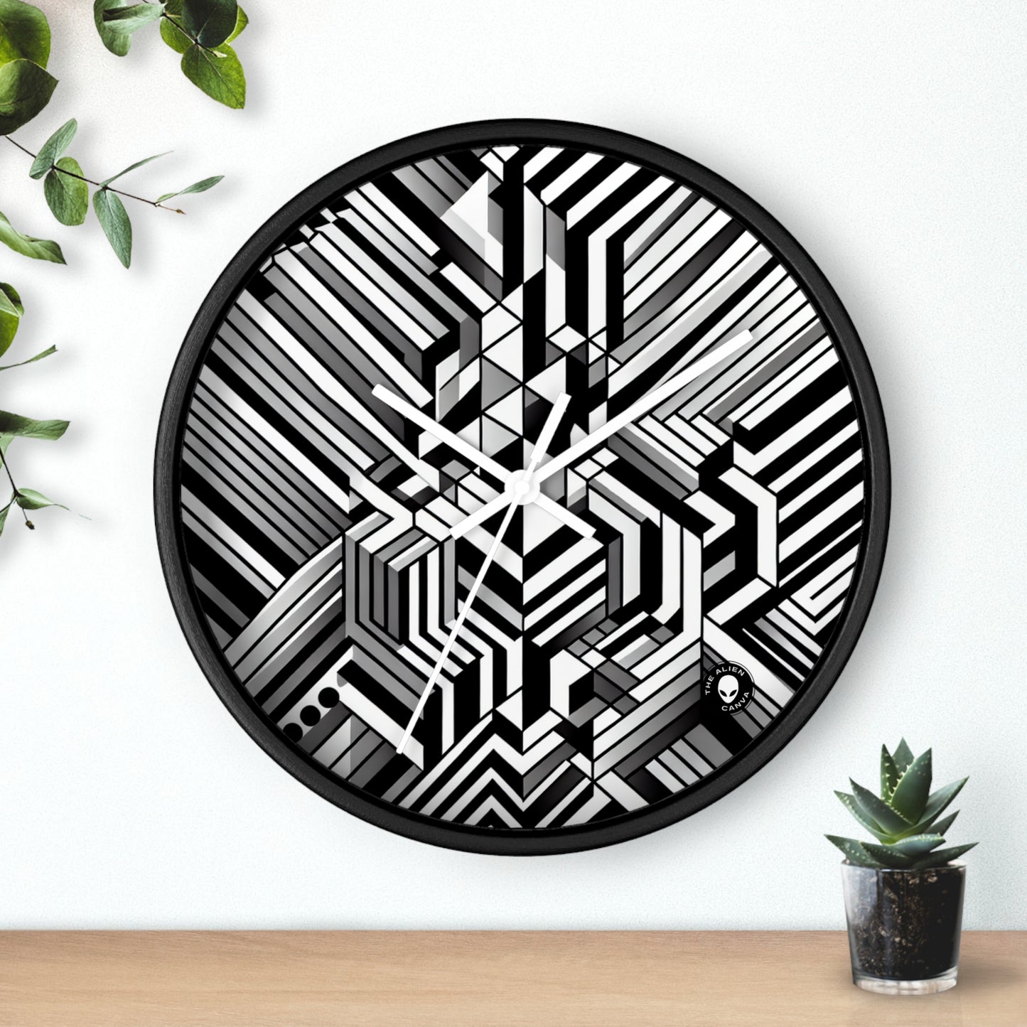 "Percepción en movimiento: una obra maestra del arte óptico alucinante" - The Alien Wall Clock Op Art