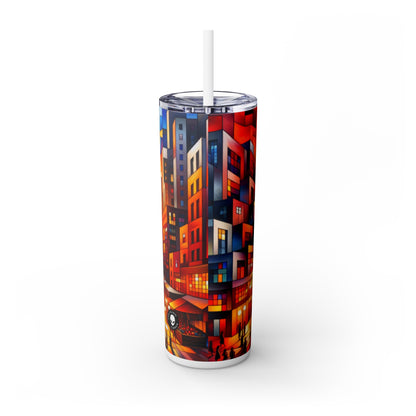 "Déconstruire la réalité : un collage chaotique de pouvoir et de perception" - The Alien Maars® Skinny Tumbler with Straw 20oz Art post-structuralist