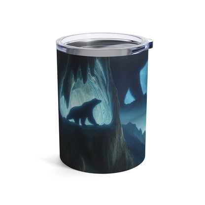 "L'ours et l'équilibre cosmique" - Le style de peinture rupestre Alien Tumbler 10oz