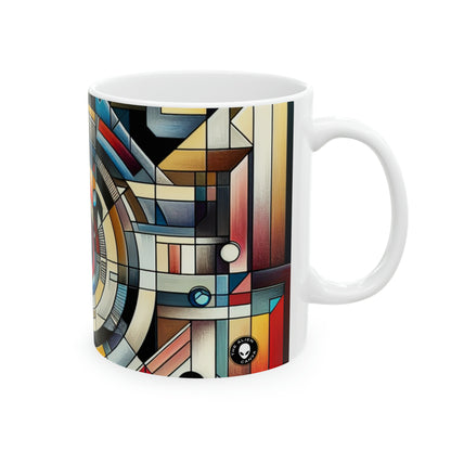 "City Lights: Geometric Nightfall" - The Alien Ceramic Mug 11oz Geometric Abstraction