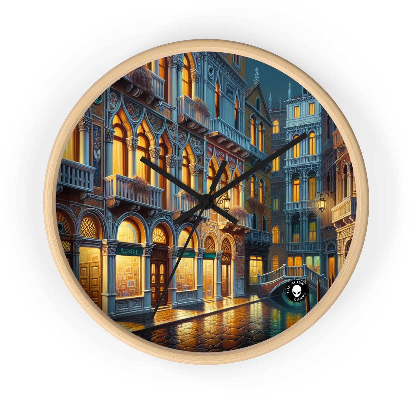 "Venetian Night: A Luminous Street Scene" - The Alien Wall Clock Venetian School