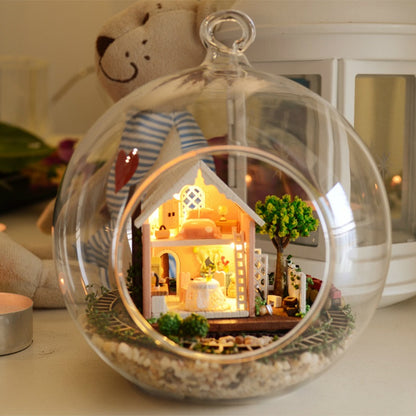 Handmade Glass Ball Cover DIY Cabin Mini Forest Handmade House Model Puzzle