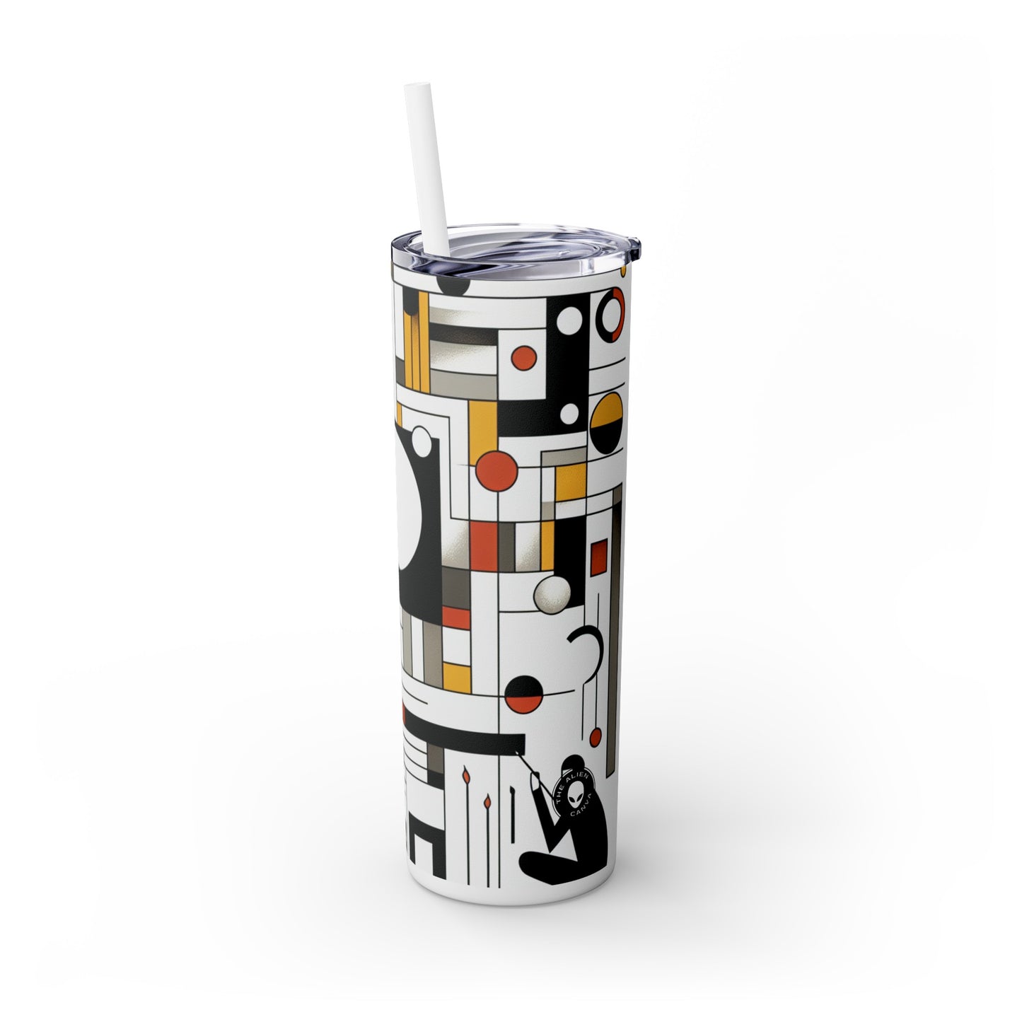 "Equilibrium in Abstract: Geometric Suprematism" - The Alien Maars® Skinny Tumbler with Straw 20oz Suprematism