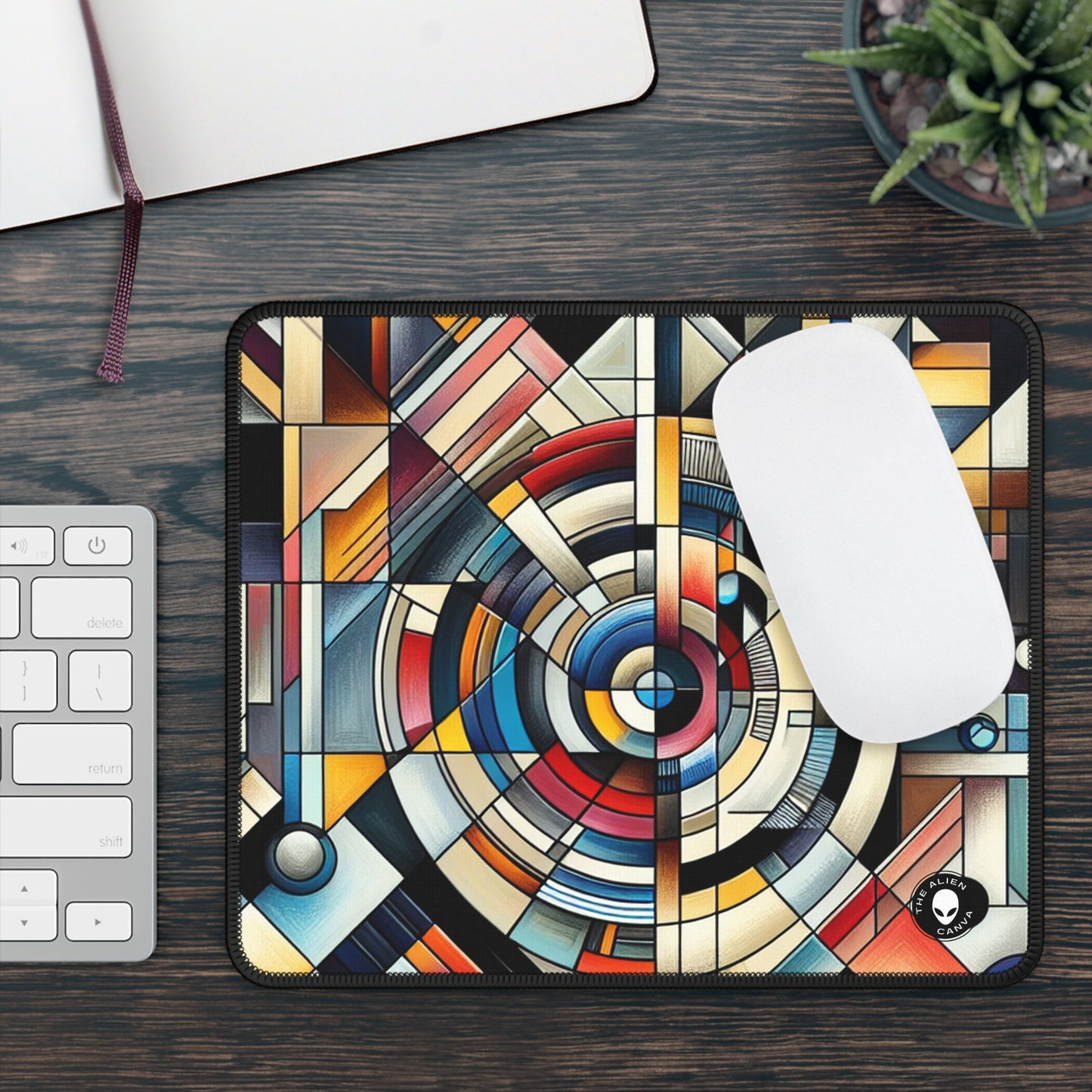 "City Lights: Geometric Nightfall" - The Alien Gaming Mouse Pad Geometric Abstraction