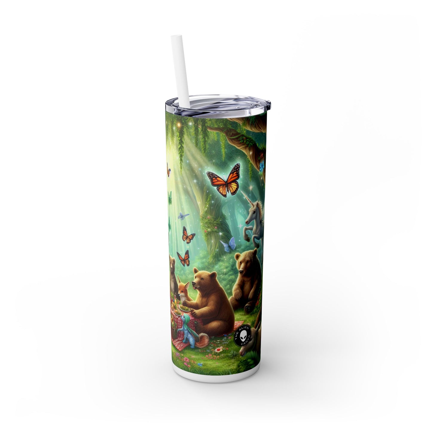 "Enchanted Forest Picnic" - The Alien Maars® Skinny Tumbler with Straw 20oz