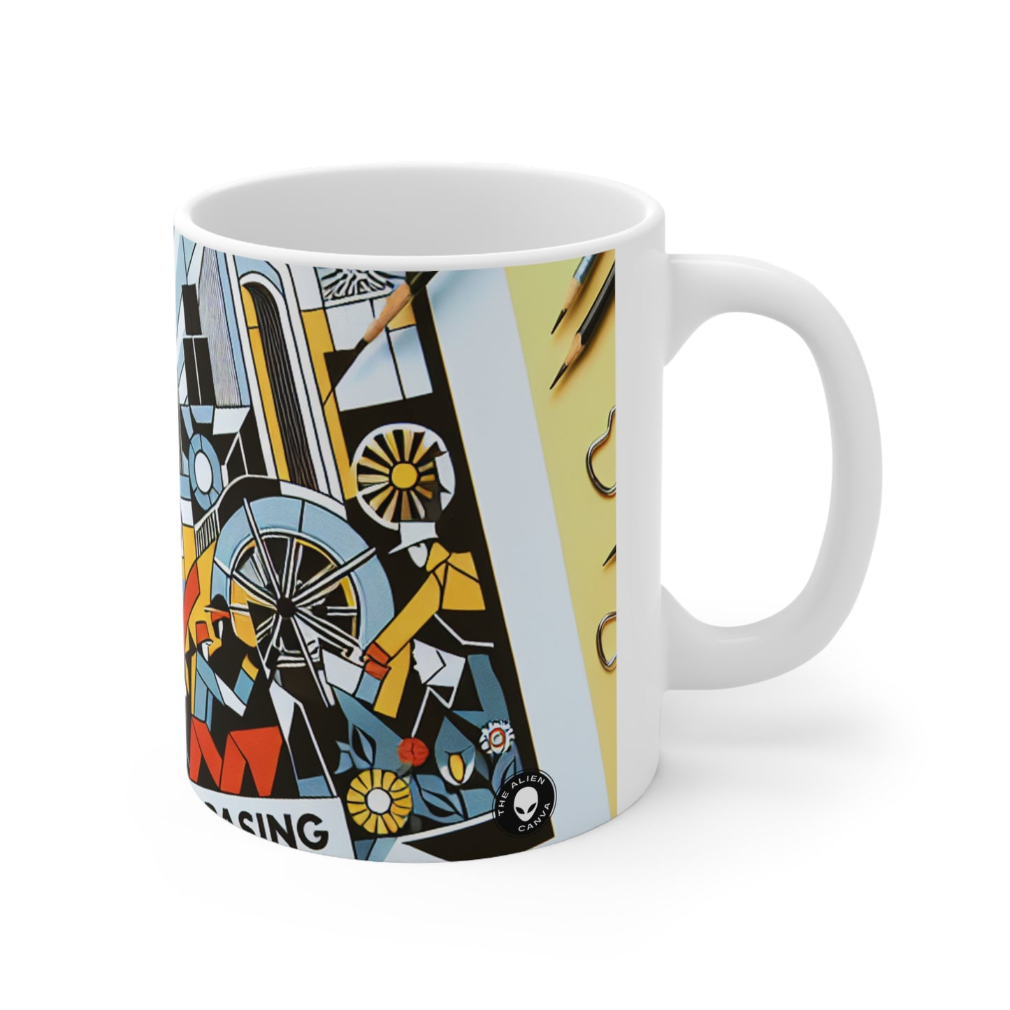 "Ville constructive : une célébration vibrante du progrès urbain" - La tasse en céramique Alien 11oz Constructivisme