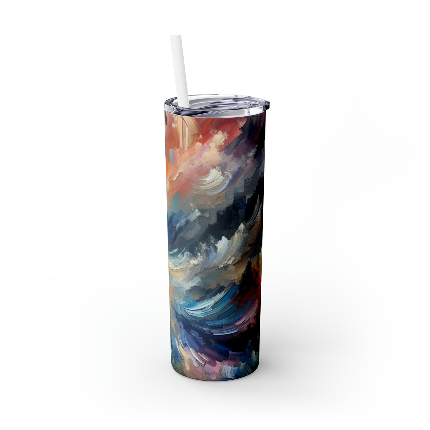 "Paysage abstrait : explorer les profondeurs émotionnelles à travers la couleur et la texture" - The Alien Maars® Skinny Tumbler avec paille 20oz Style expressionnisme abstrait