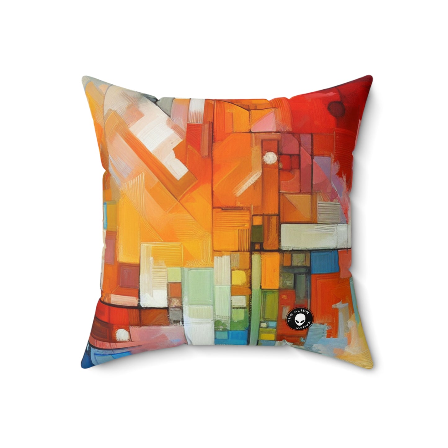 "Optimistic Progress: An Abstract Artwork" - The Alien Spun Polyester Square Pillow Abstract Art