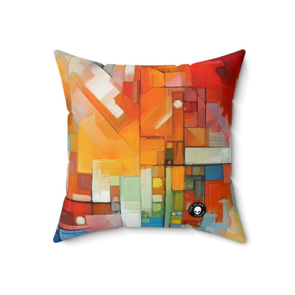 "Optimistic Progress: An Abstract Artwork" - The Alien Spun Polyester Square Pillow Abstract Art