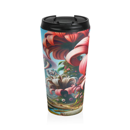 "Fanciful Garden: Big Blooms and Little Creatures" - The Alien Stainless Steel Travel Mug