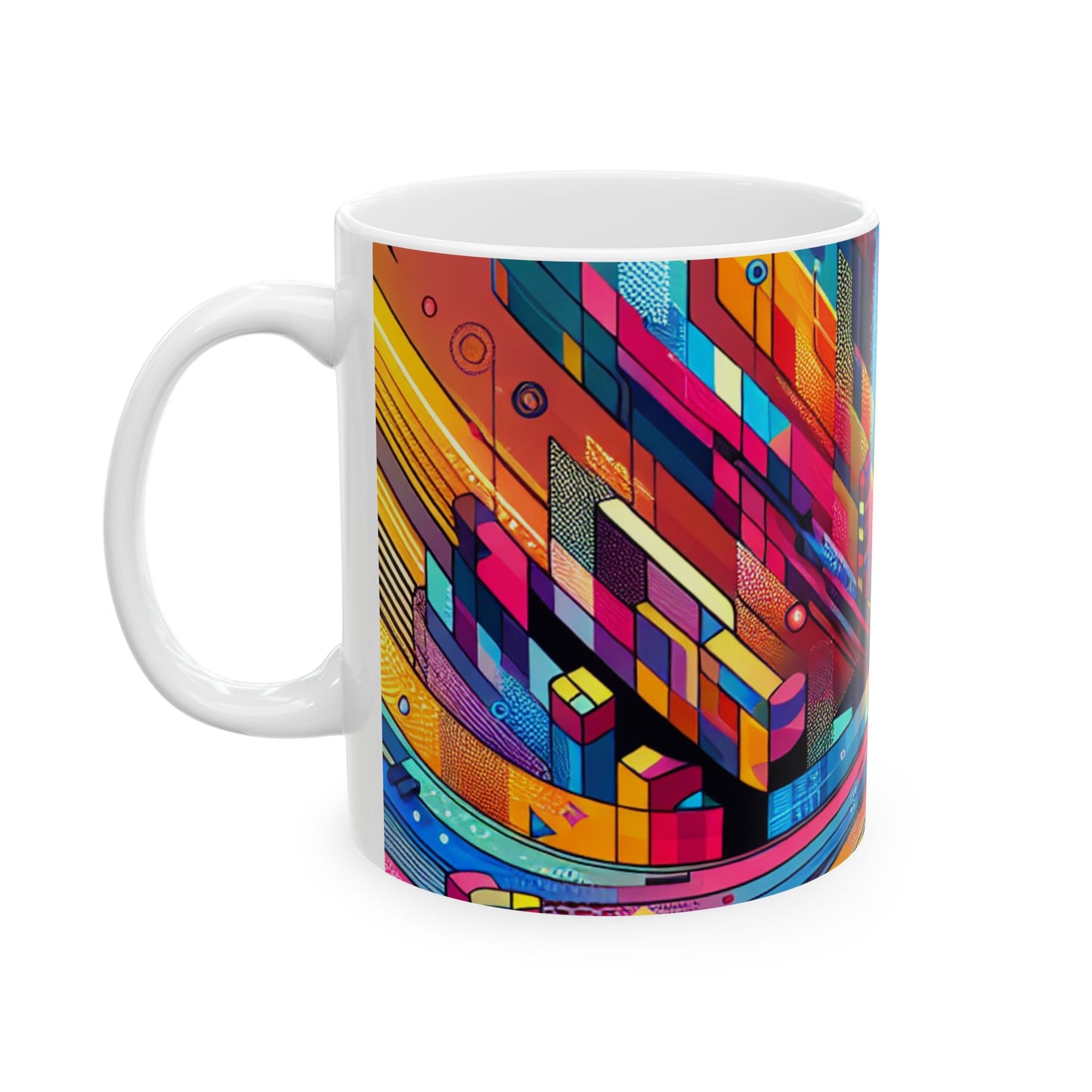 "Neon Metropolis : Un paysage urbain futuriste" - La tasse en céramique Alien 11oz Art numérique