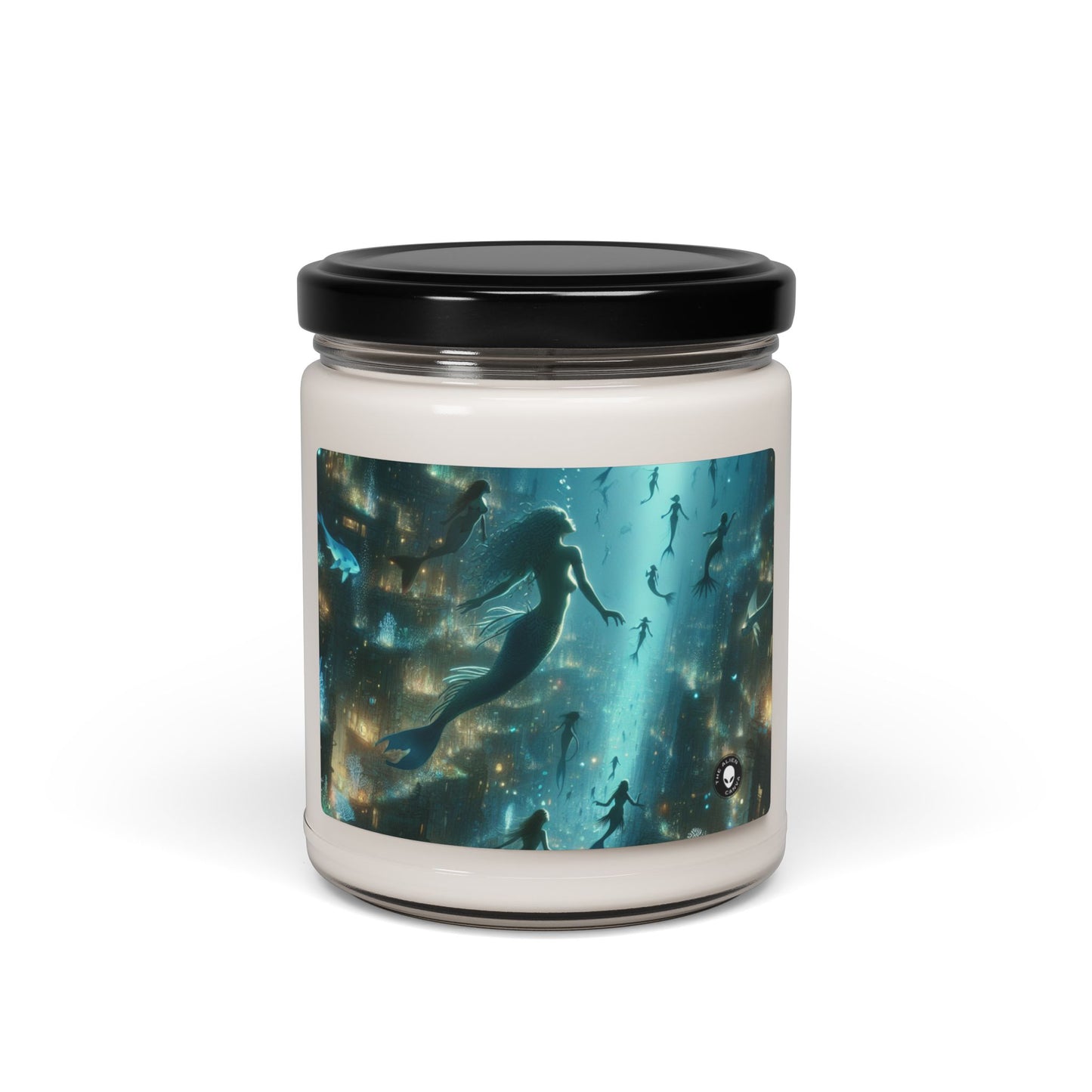 « Enchantement ci-dessous : une métropole sous-marine bioluminescente » - Bougie parfumée au soja Alien 9oz