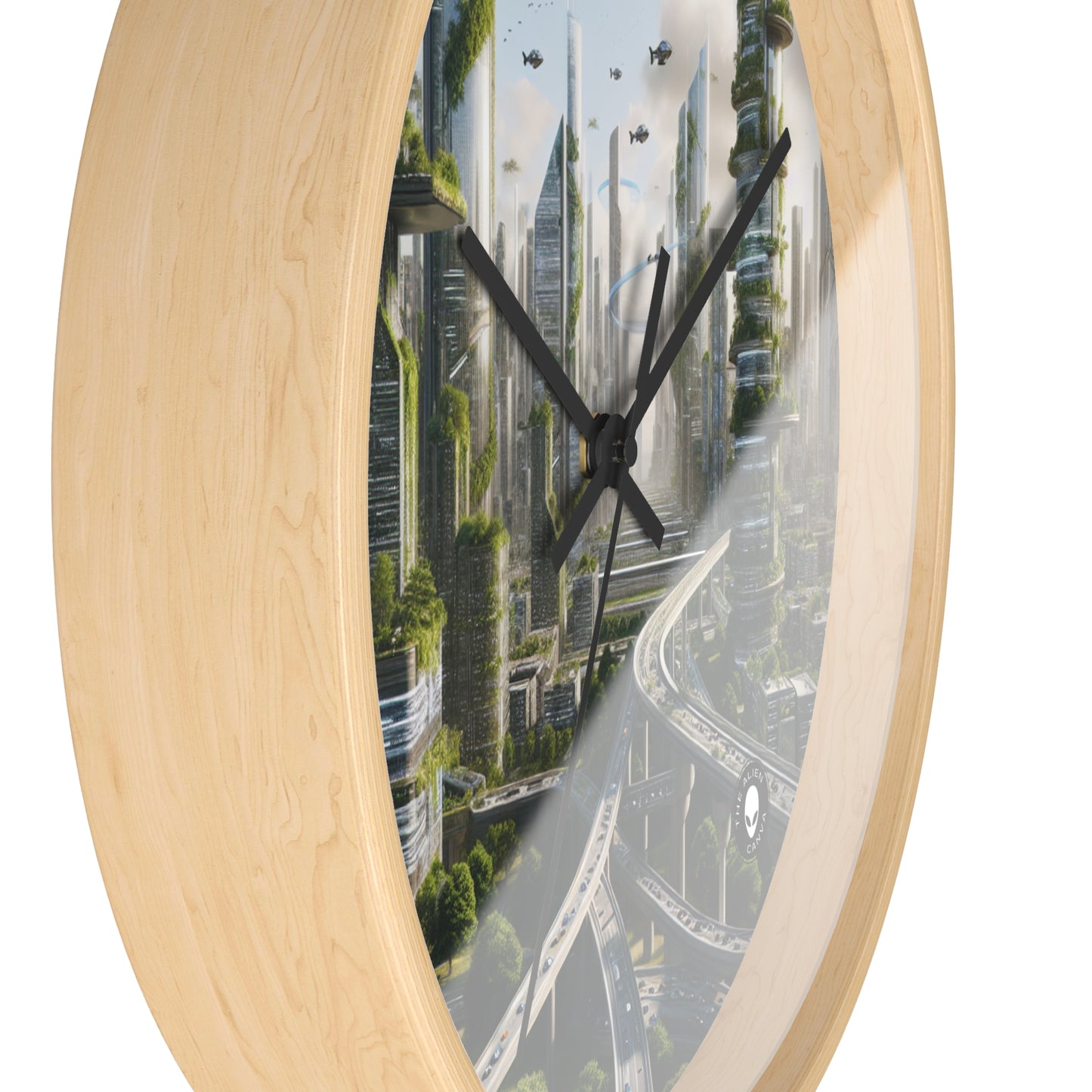 "Nature's Reclamation: A Futuristic Cityscape" - The Alien Wall Clock